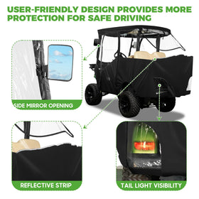 10L0L golf cart enclosure foldable windshield pocket for compact storage