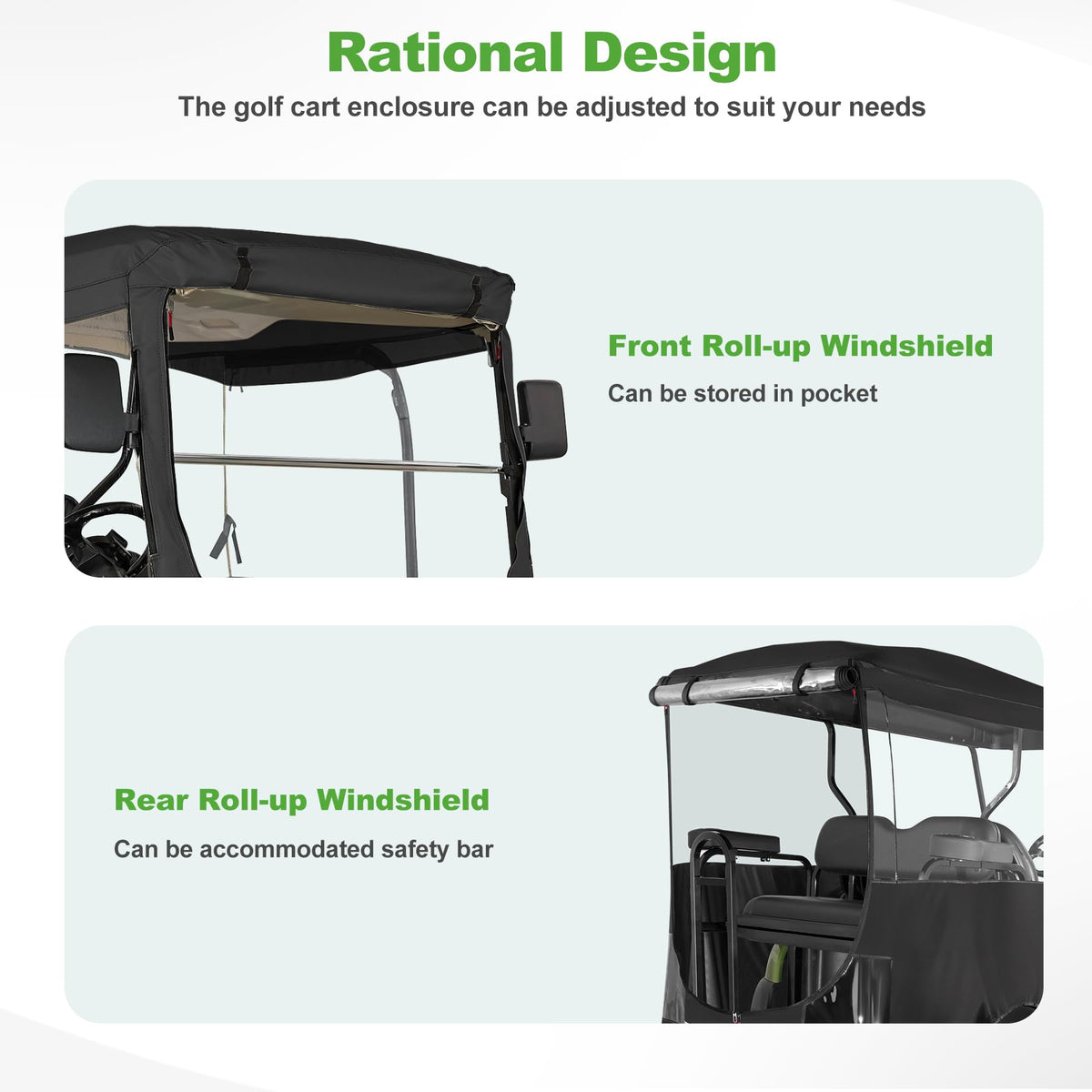 10L0L Golf Cart Enclosure four-passenger compatibility with Club Car models.