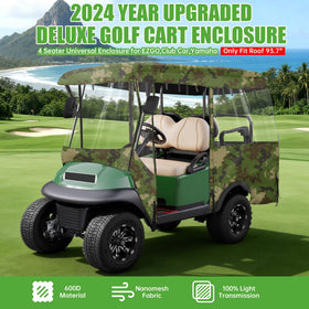 10L0L enclosure on a four-seat cart with clear windows for panoramic views