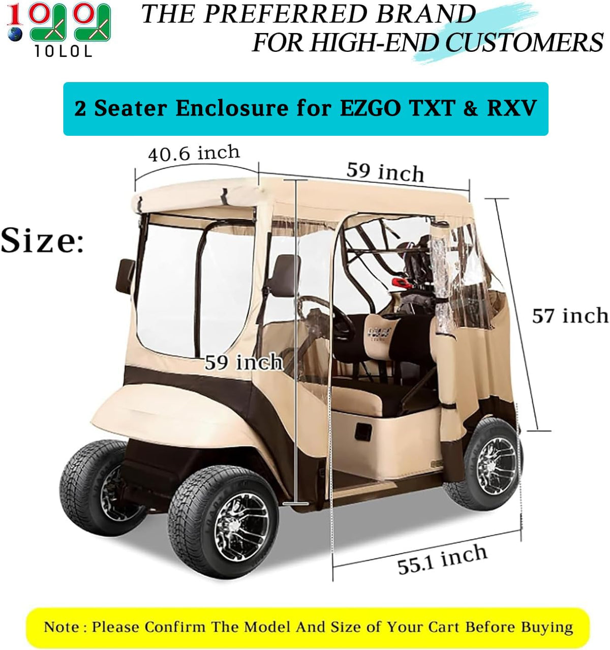 Clear four-sided windows on the 10L0L enclosure for EZGO TXT visibility