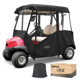 10L0L golf cart enclosure front view with clear windows for visibility