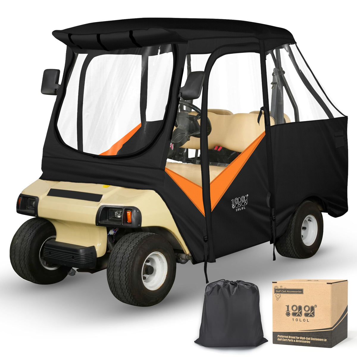 10L0L Golf Cart Enclosure front view for all-season protection.