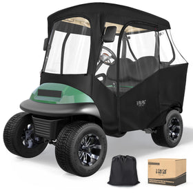 10L0L golf cart enclosure front view for Club Car DS highlights full coverage