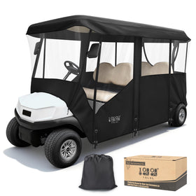 10L0L golf cart enclosure front view showing full visibility.