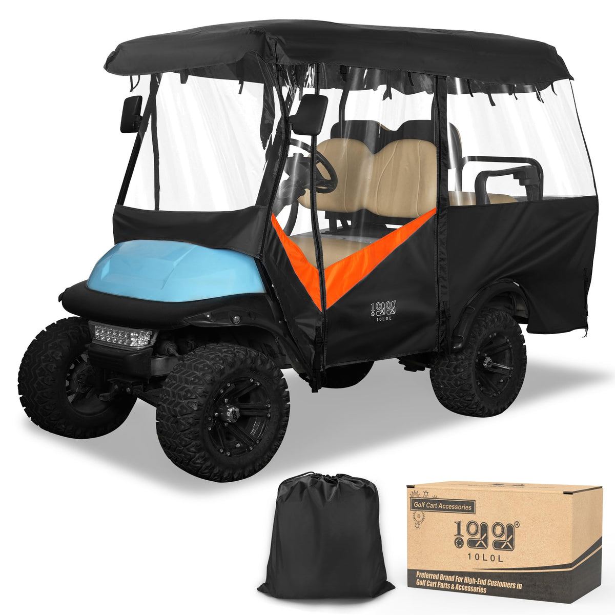 10L0L Golf Cart Enclosure front window provides clear rain visibility