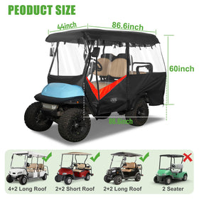 10L0L golf cart enclosure installed on cart for all-weather use