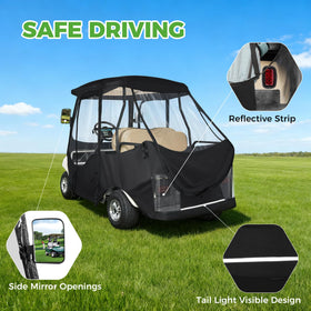 10L0L golf cart enclosure with mirror cutouts for safe driving