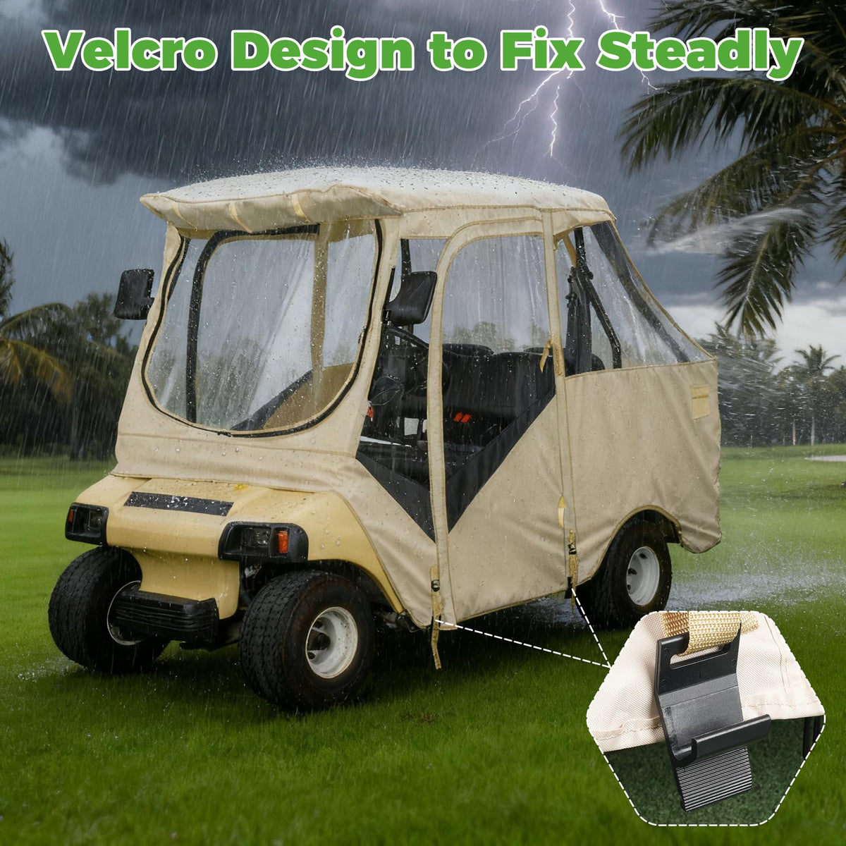 10L0L Golf Cart Enclosure with mirror-cutouts improves safety and traffic compliance.