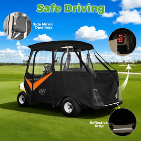 10L0L Golf Cart Enclosure mirror cutouts boost traffic visibility.