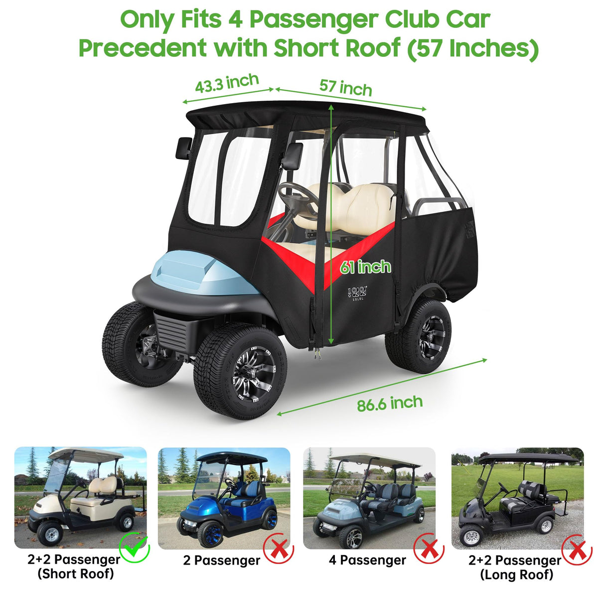 10L0L golf cart enclosure mounting hooks secure fit during windy conditions