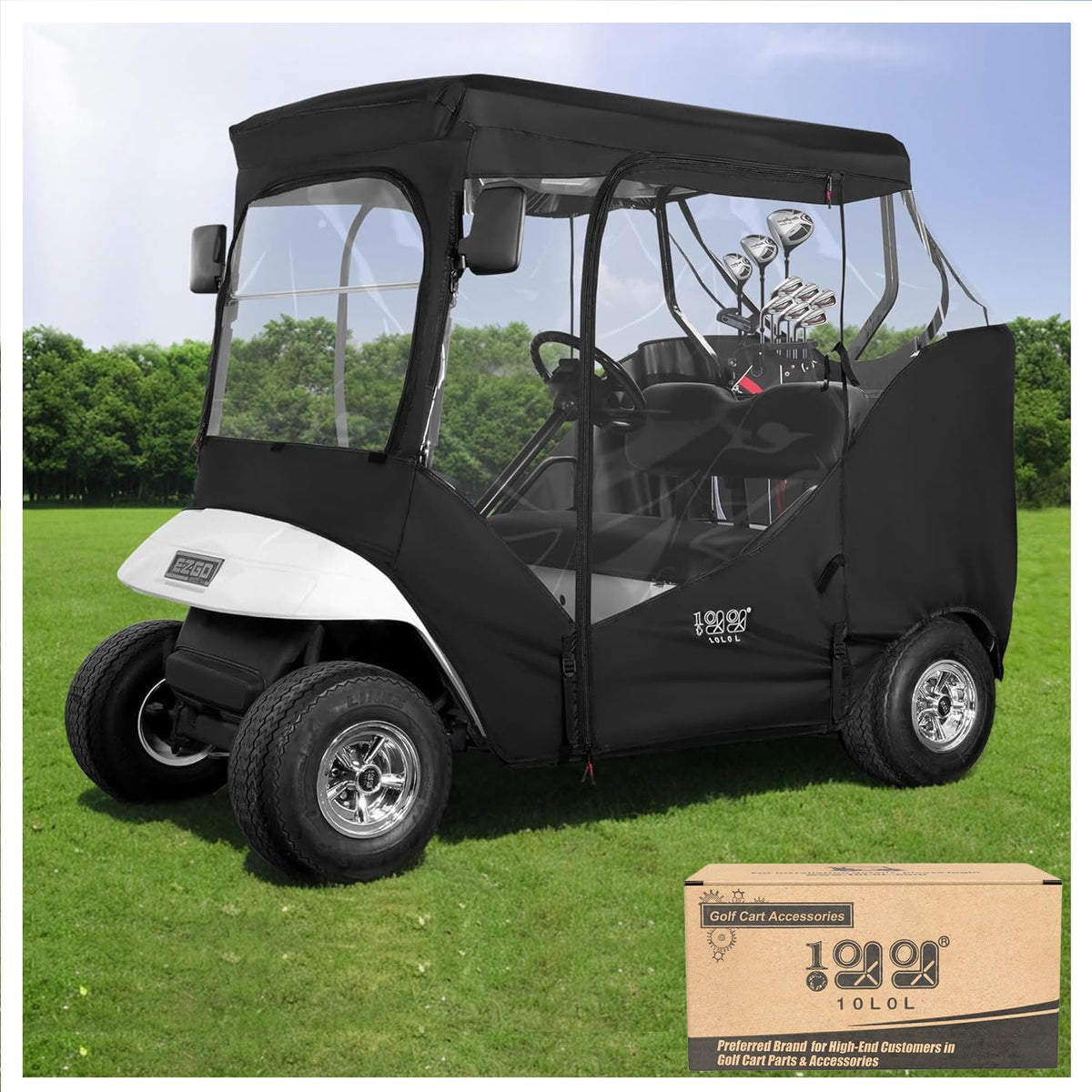 10L0L golf cart enclosure overall view for EZGO TXT fit and all-weather protection