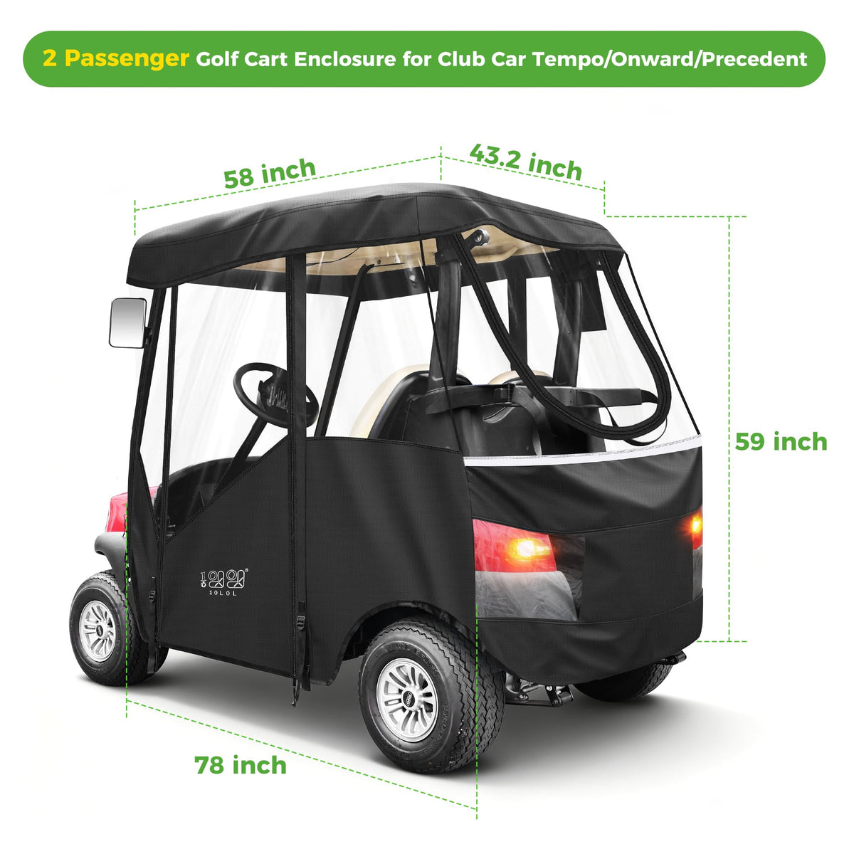 10L0L golf cart enclosure packaging with carrying bag for storage