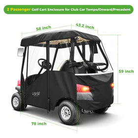 10L0L golf cart enclosure packaging with carrying bag for storage