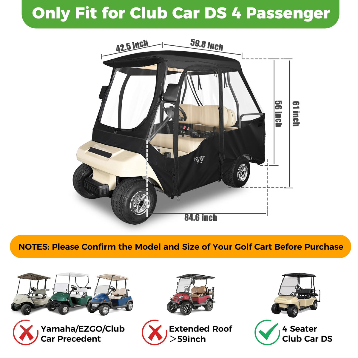 10L0L golf cart enclosure packaging bag included for storage
