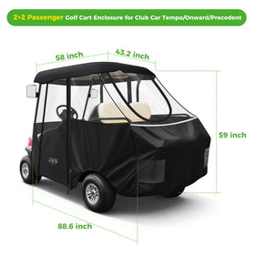 10L0L 2+2 golf cart enclosure packaging with carrying bag for portability
