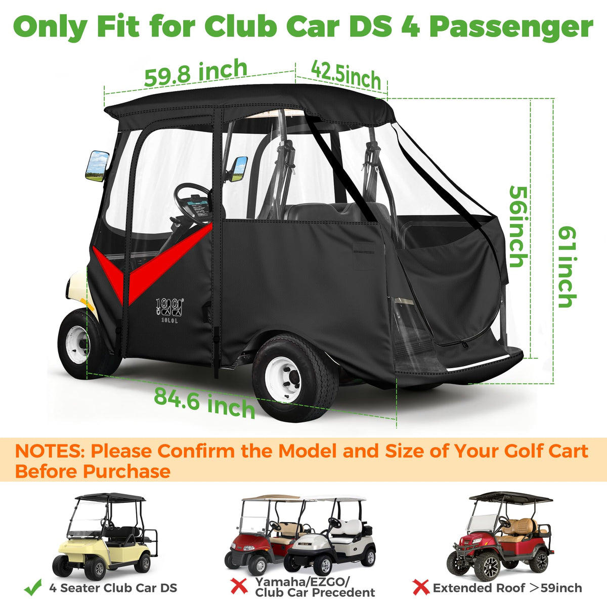 Packaging and carry case for 10L0L 4-passenger golf cart enclosure