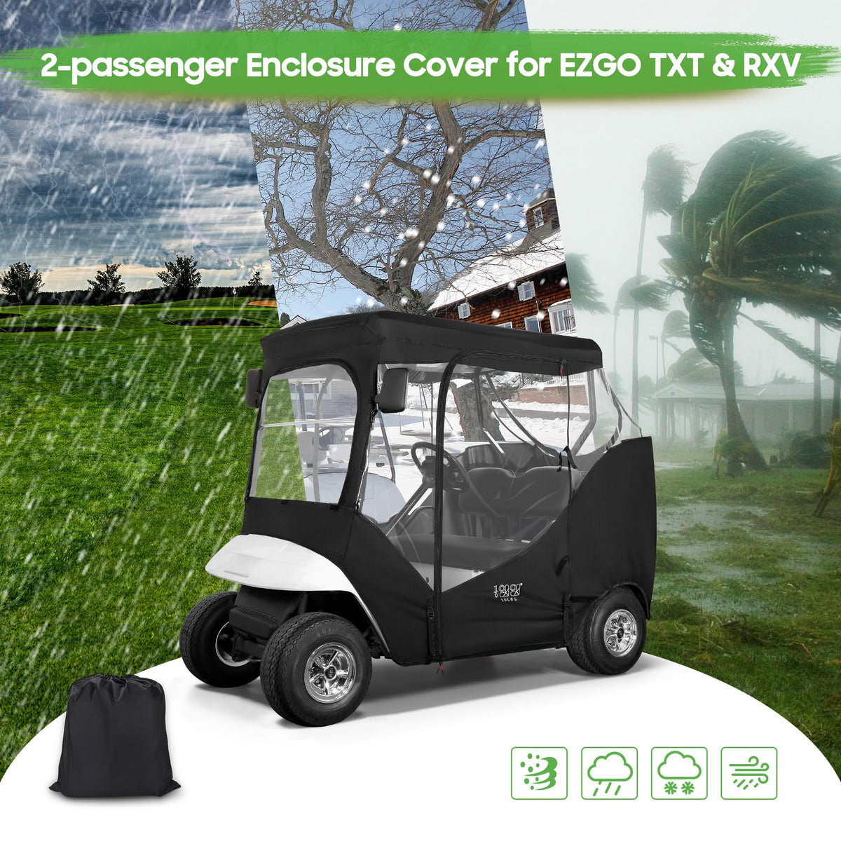 10L0L golf cart enclosure quick tool-free setup