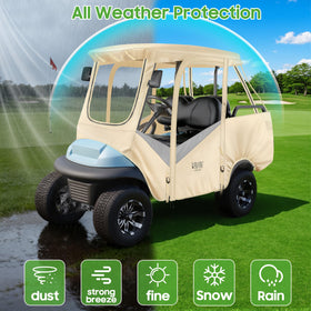 10L0L golf cart enclosure rear room accommodates rear seat and armrest for comfort
