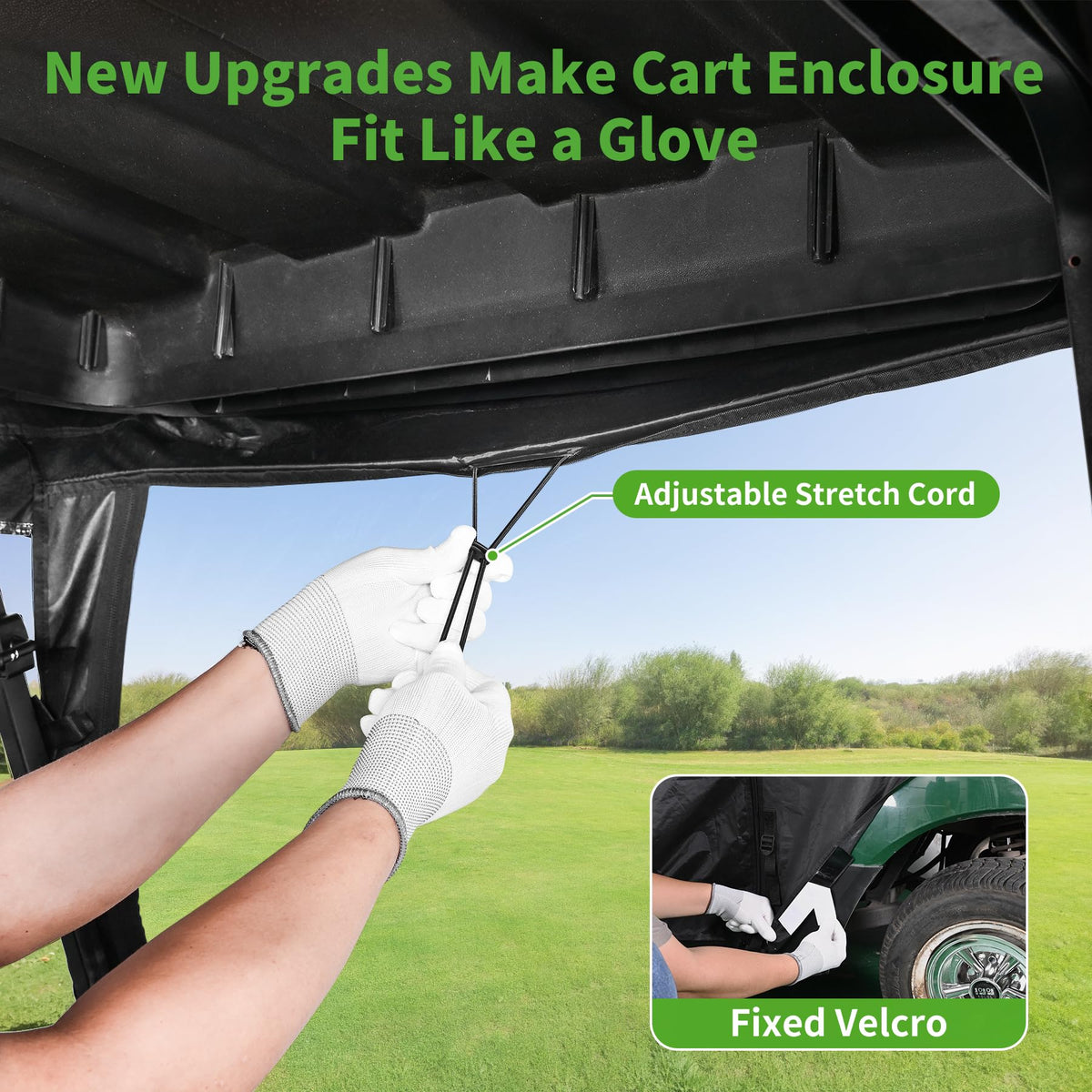 10L0L golf cart enclosure rear panel zip access for clubs