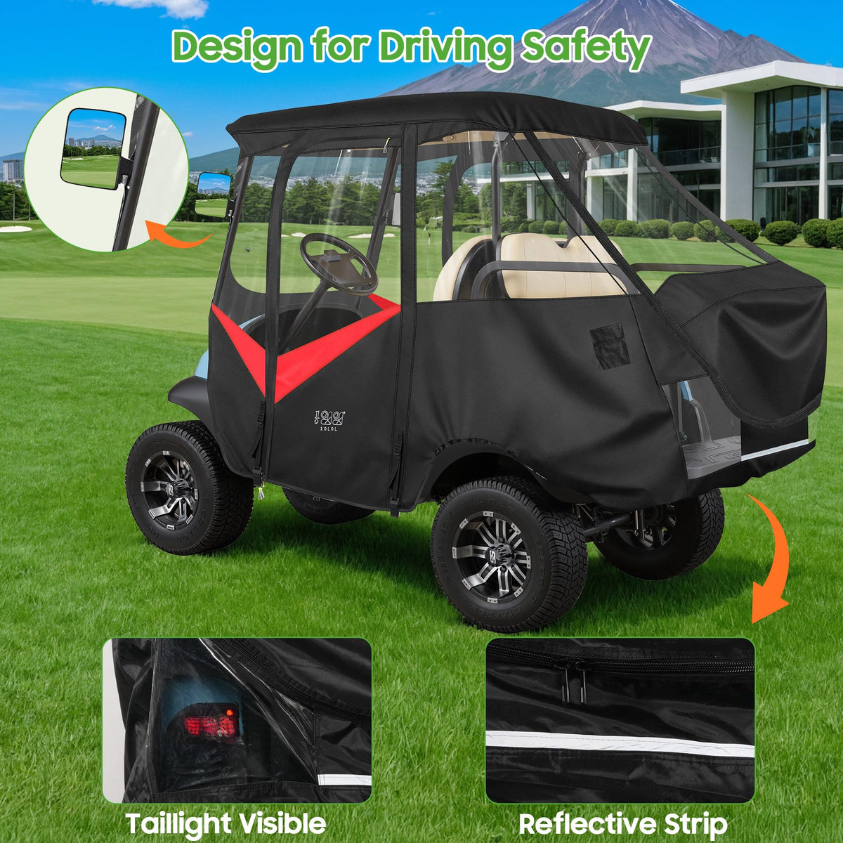 10L0L golf cart enclosure rear zipper window for back seat access