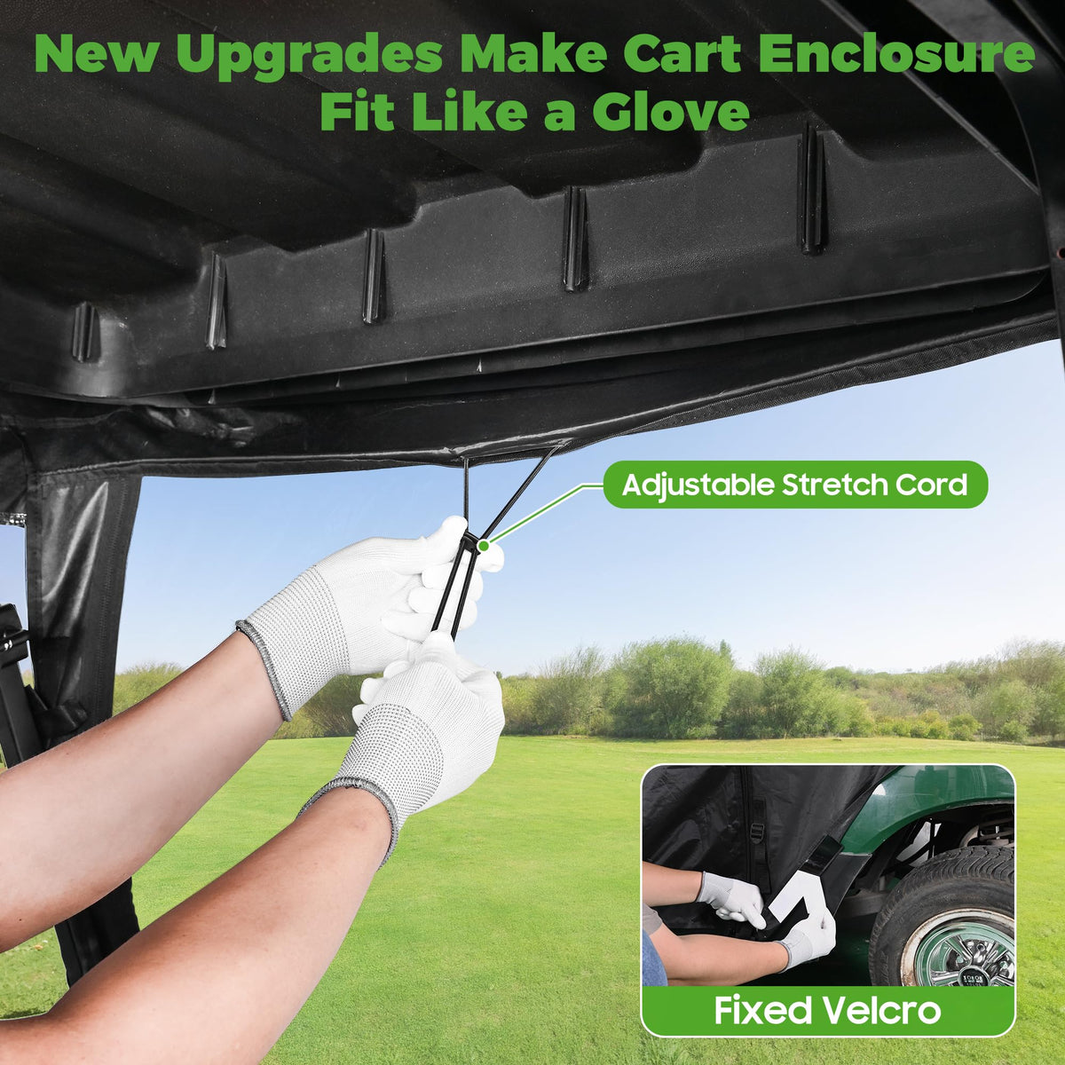 10L0L golf cart enclosure rear zippered access for quick club retrieval