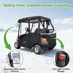 10L0L golf cart enclosure right-side view with dual zipper doors