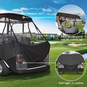 10L0L golf cart enclosure roll-up front windshield curtain for wider view
