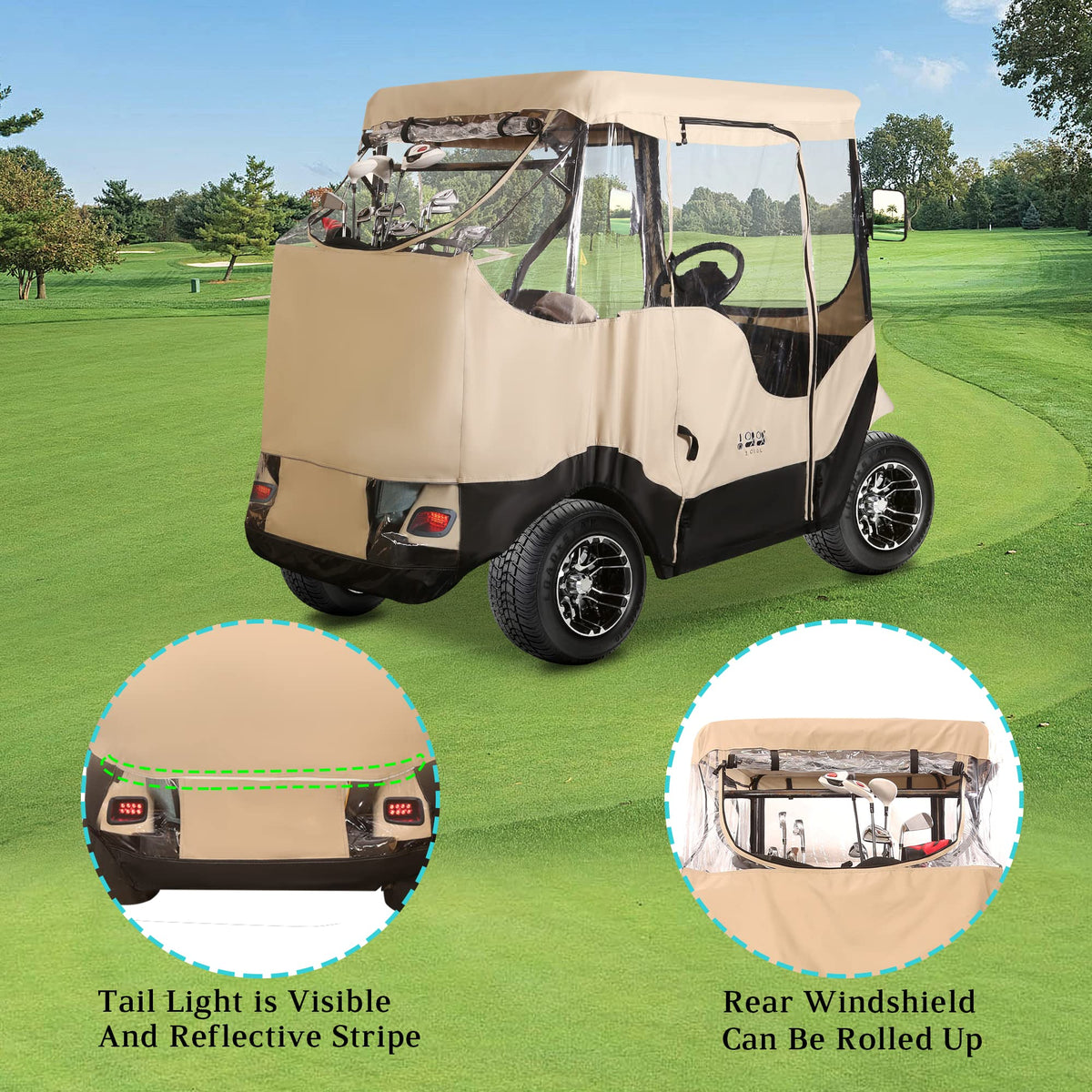 Zippered roll-up doors on 10L0L enclosure for easy entry and protection