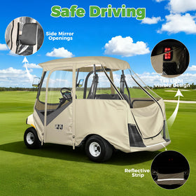 10L0L Golf Cart Enclosure roll-up windows enable fresh air and breezy rides.
