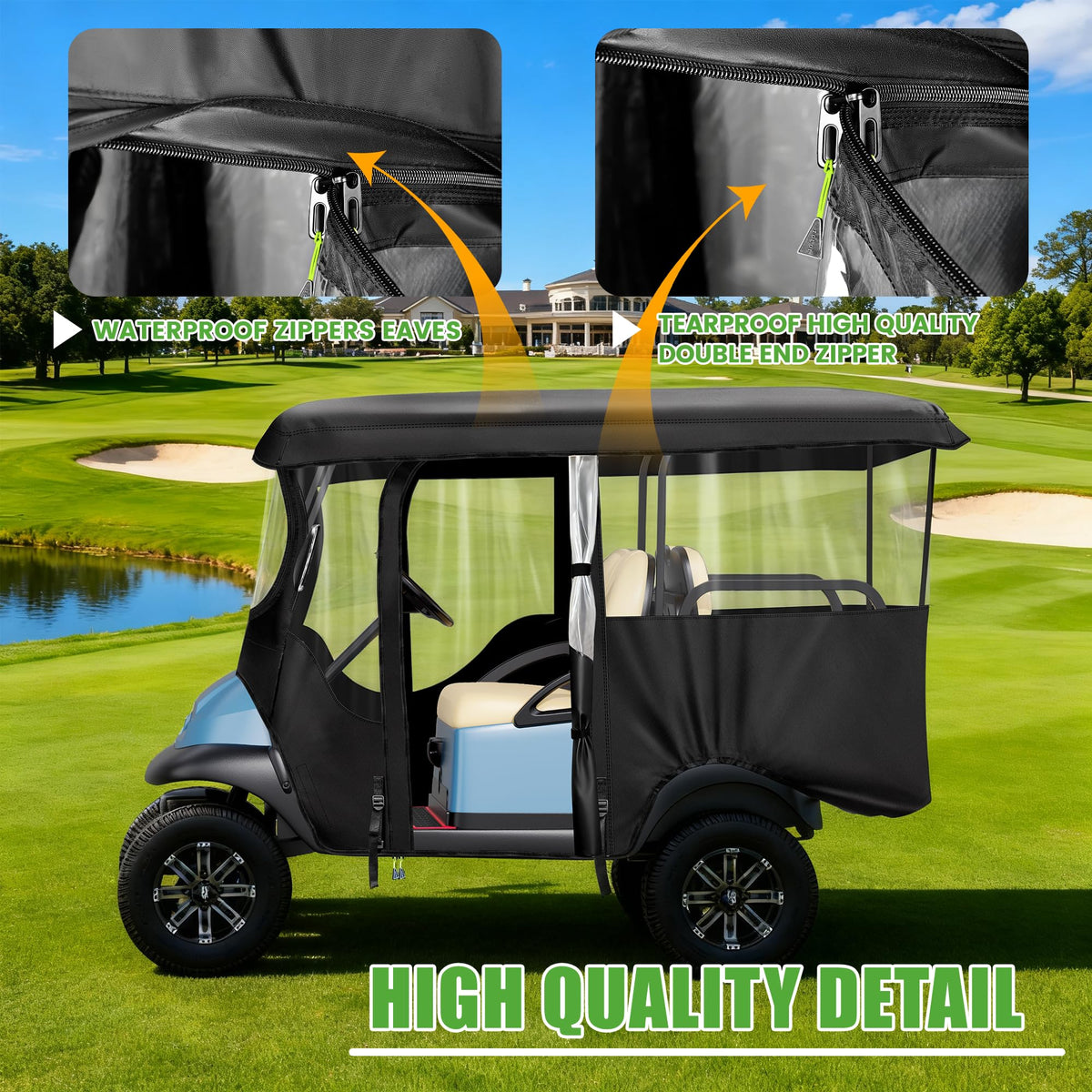 10L0L golf cart enclosure roll-up windshield for quick access and ventilation