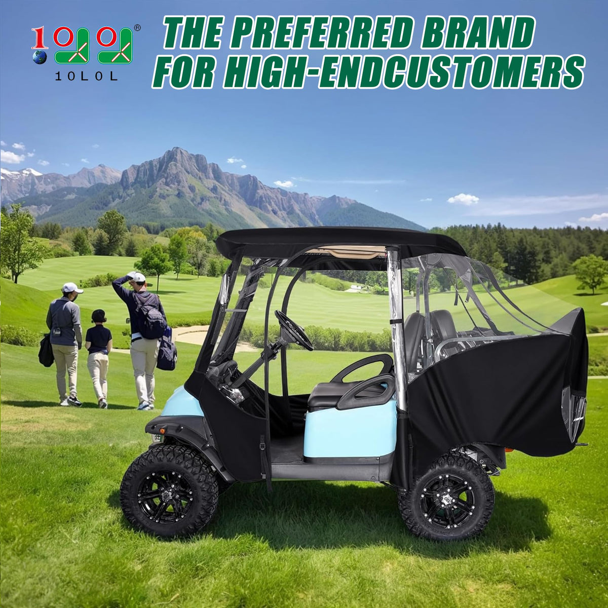 10L0L golf cart enclosure security-mirror openings enable safer on-road visibility