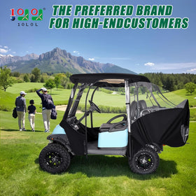 10L0L golf cart enclosure security-mirror openings enable safer on-road visibility