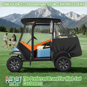 10L0L golf cart enclosure with security side mirror openings for safer driving.