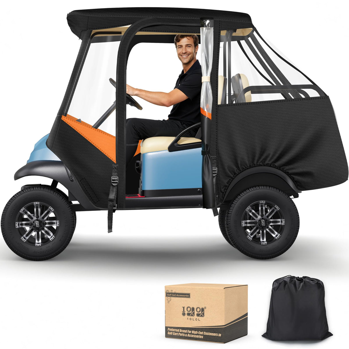 10L0L golf cart enclosure for Club Car Precedent with short roof, secure fit