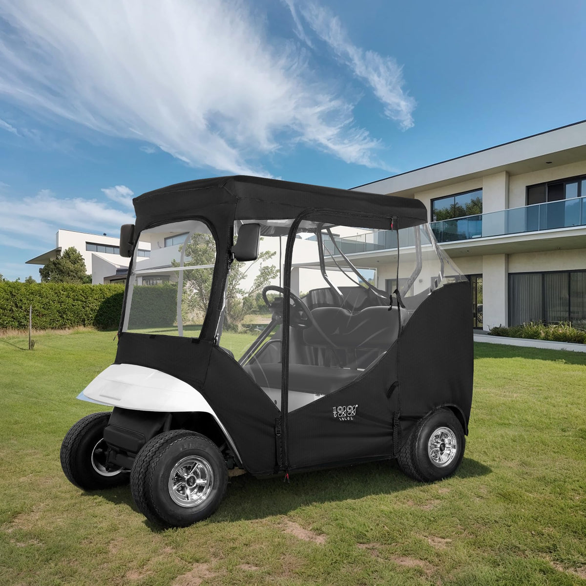 10L0L golf cart enclosure side mirror opening patent design