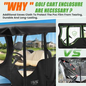 10L0L golf cart enclosure with side mirror openings for easy visibility