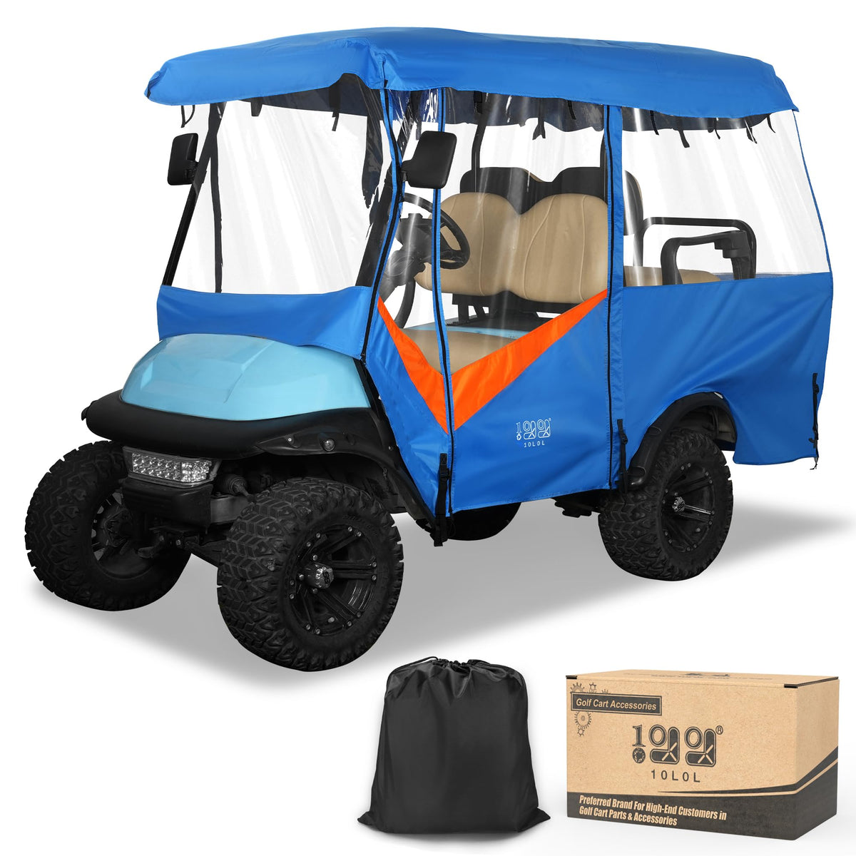 10L0L Golf Cart Enclosure side view demonstrates a secure, weather-ready fit.