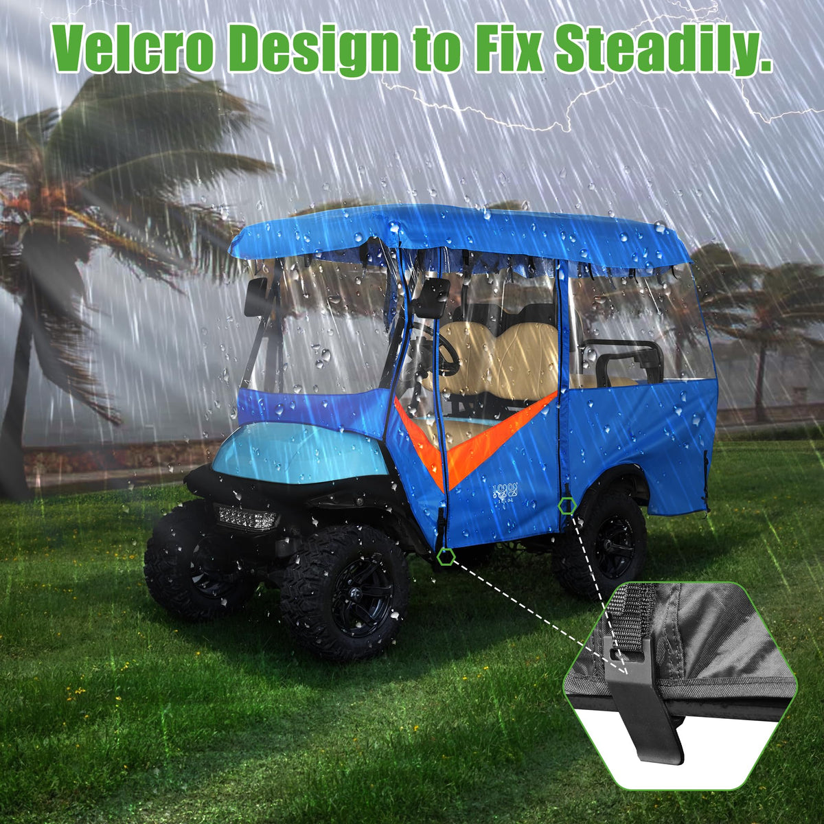 10L0L Golf Cart Enclosure storage bag keeps components organized.