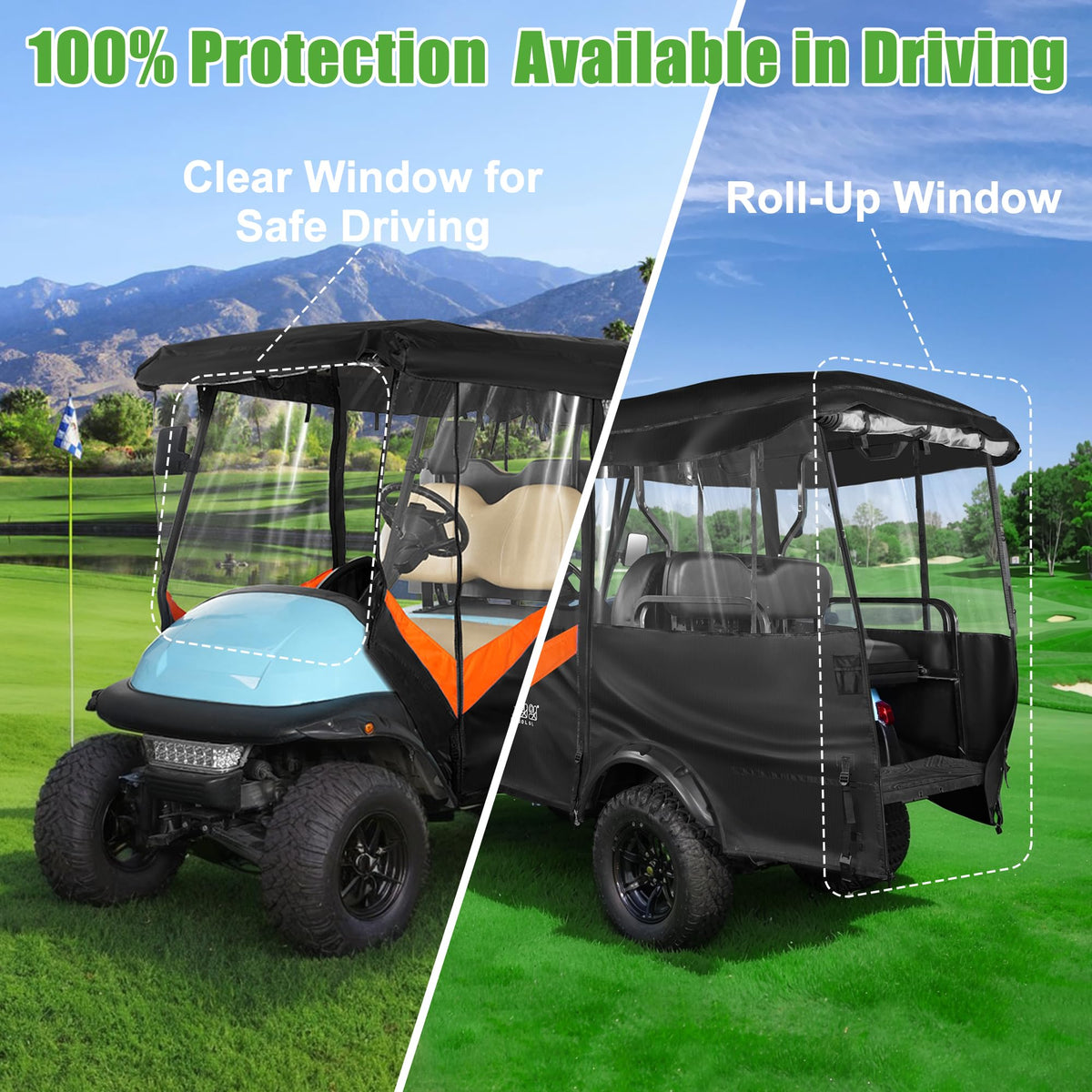 10L0L Golf Cart Enclosure includes portable storage bag