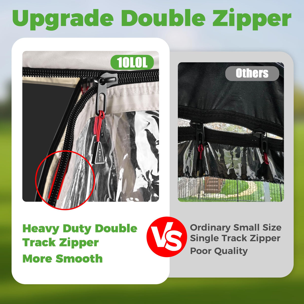 10L0L Golf Cart Enclosure tail-light window preserves signal visibility.
