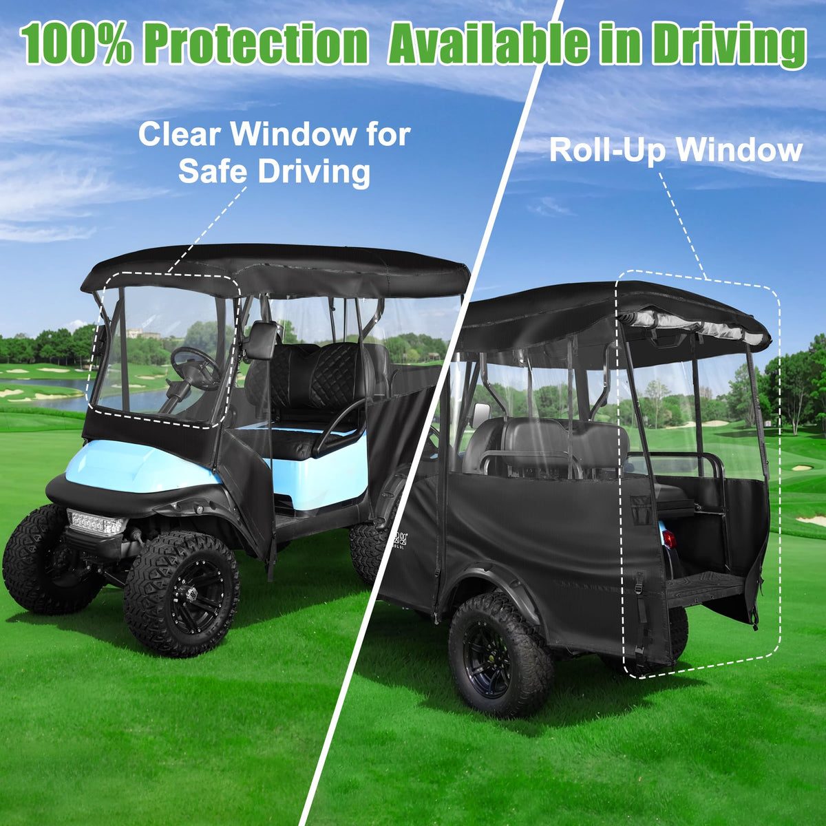 10L0L Golf Cart Enclosure tool-free setup saves installation time