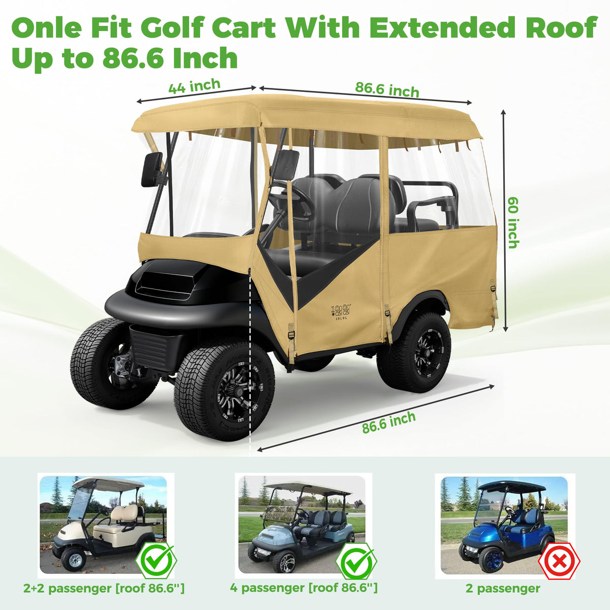 10L0L Golf Cart Enclosure universal fit chart confirms compatibility.