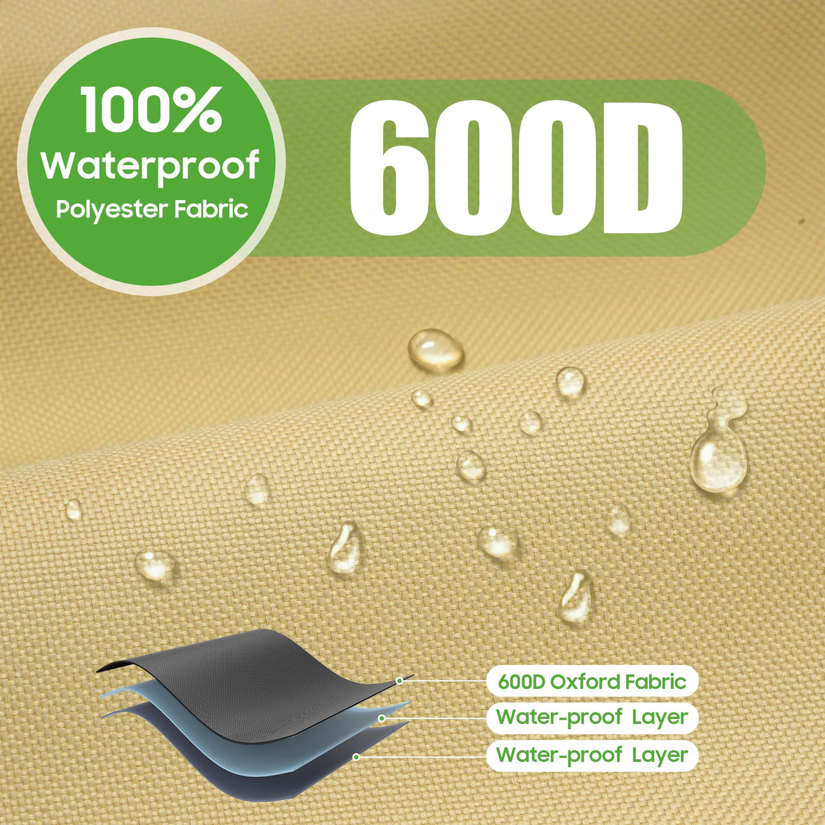 Waterproof 600D Oxford fabric enclosure resists rain on EZGO cart