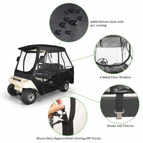 10L0L golf cart enclosure waterproof design guards against rain, wind, snow, and dust