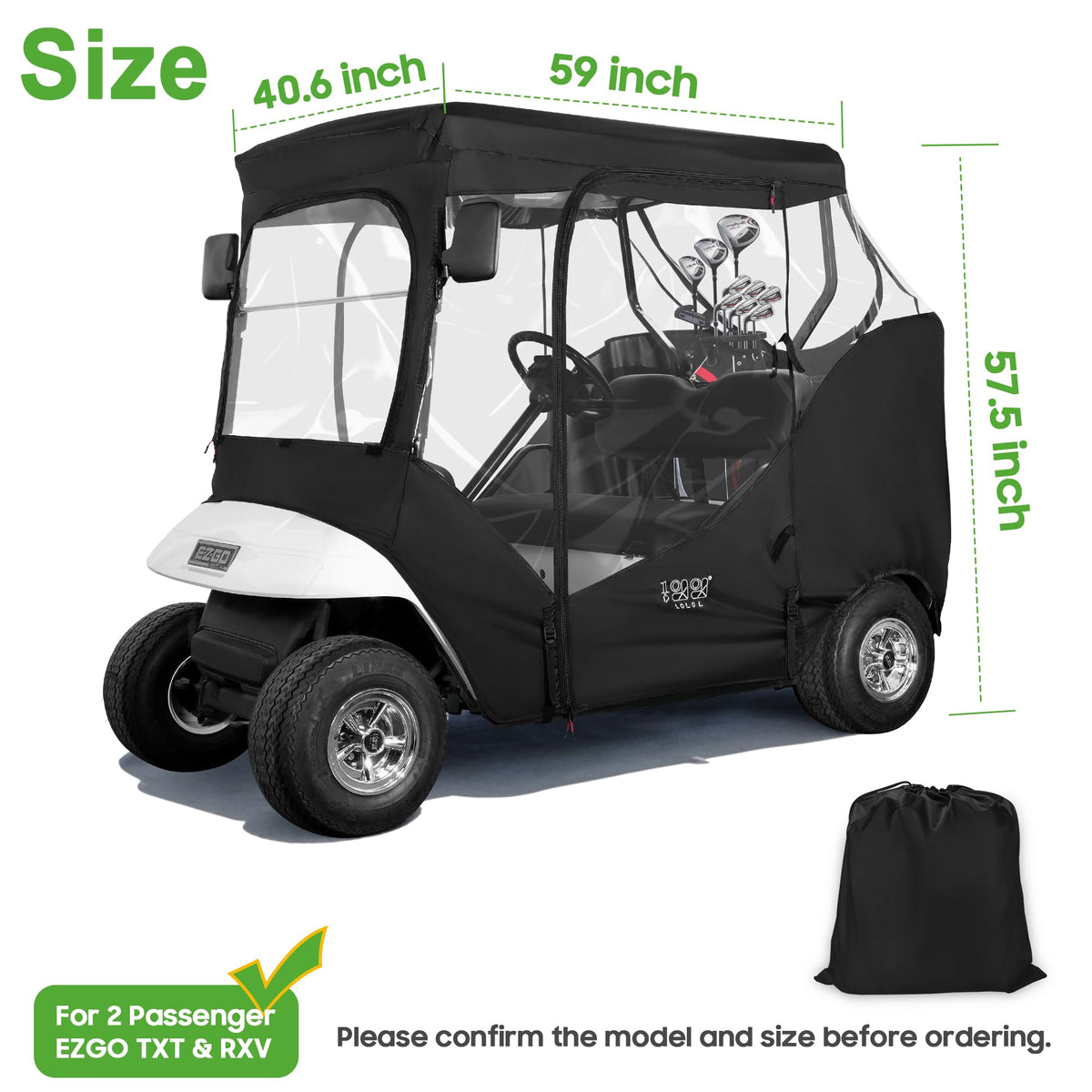 10L0L golf cart enclosure all-weather rain and wind protection for year-round golf