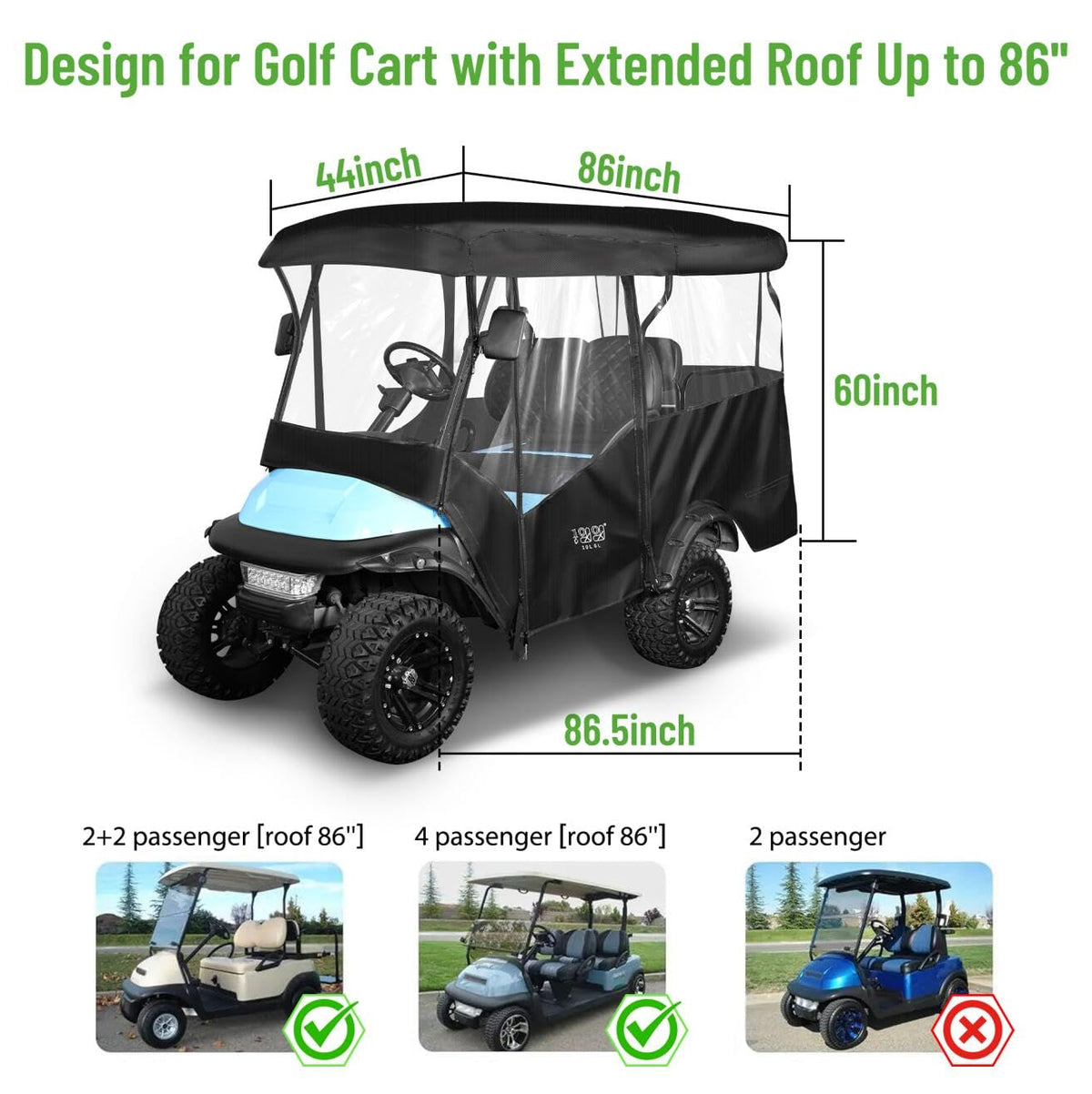 10L0L Golf Cart Enclosure wind straps stabilize against gusts