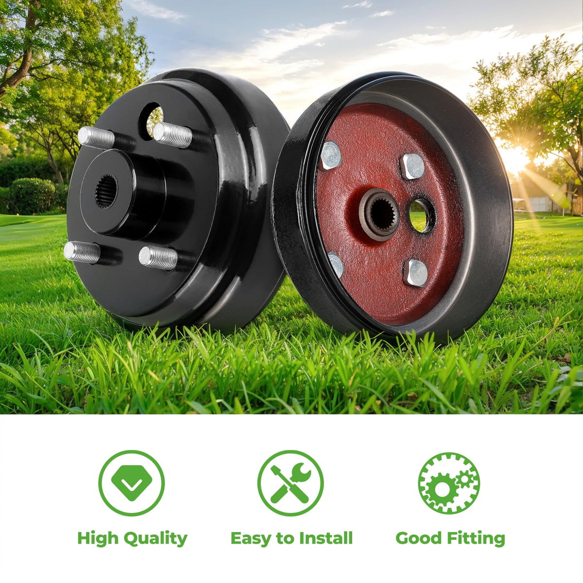 10L0L Golf Cart ezgo-rxv brake drum front view with 1inch hole.