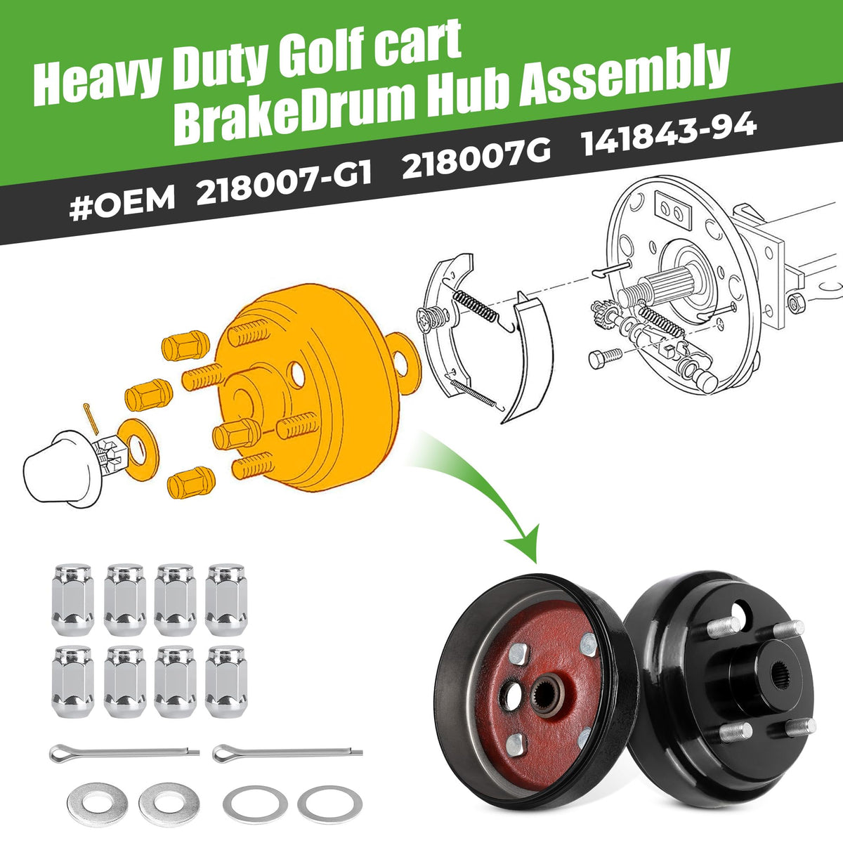 10L0L Golf Cart ezgo-txt brake drum inside view with 1inch hole.