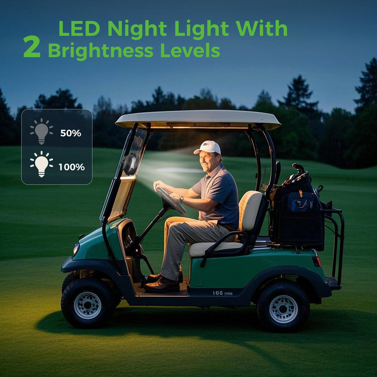 10L0L Golf Cart Fan 10000mAh battery lasts long for all-day comfort on the course.