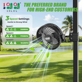 10L0L Golf Cart Fan 360° rotation for precise airflow on the cart
